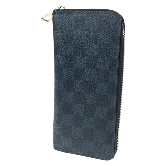 10028
 LOUIS VUITTON Damier Cobalt Zippy Wallet Vertical Navy Grey PVC N62240 Long Wallet Round Zipper Men's