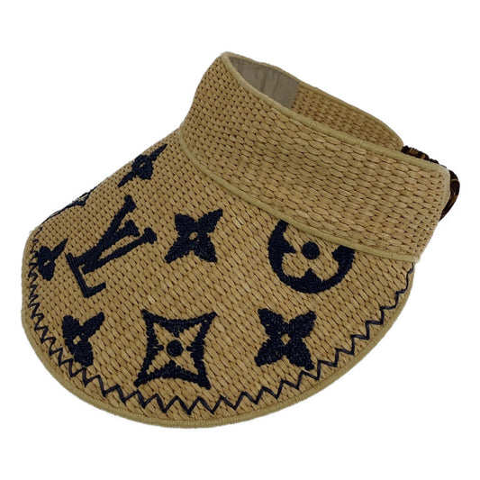 B-052
LOUIS VUITTON ルイヴィトン モノグラム ヴィジェールモノグラムラフィア ベージュ ブラック レーヨン / コットン M76810 サンバイザー  レディース