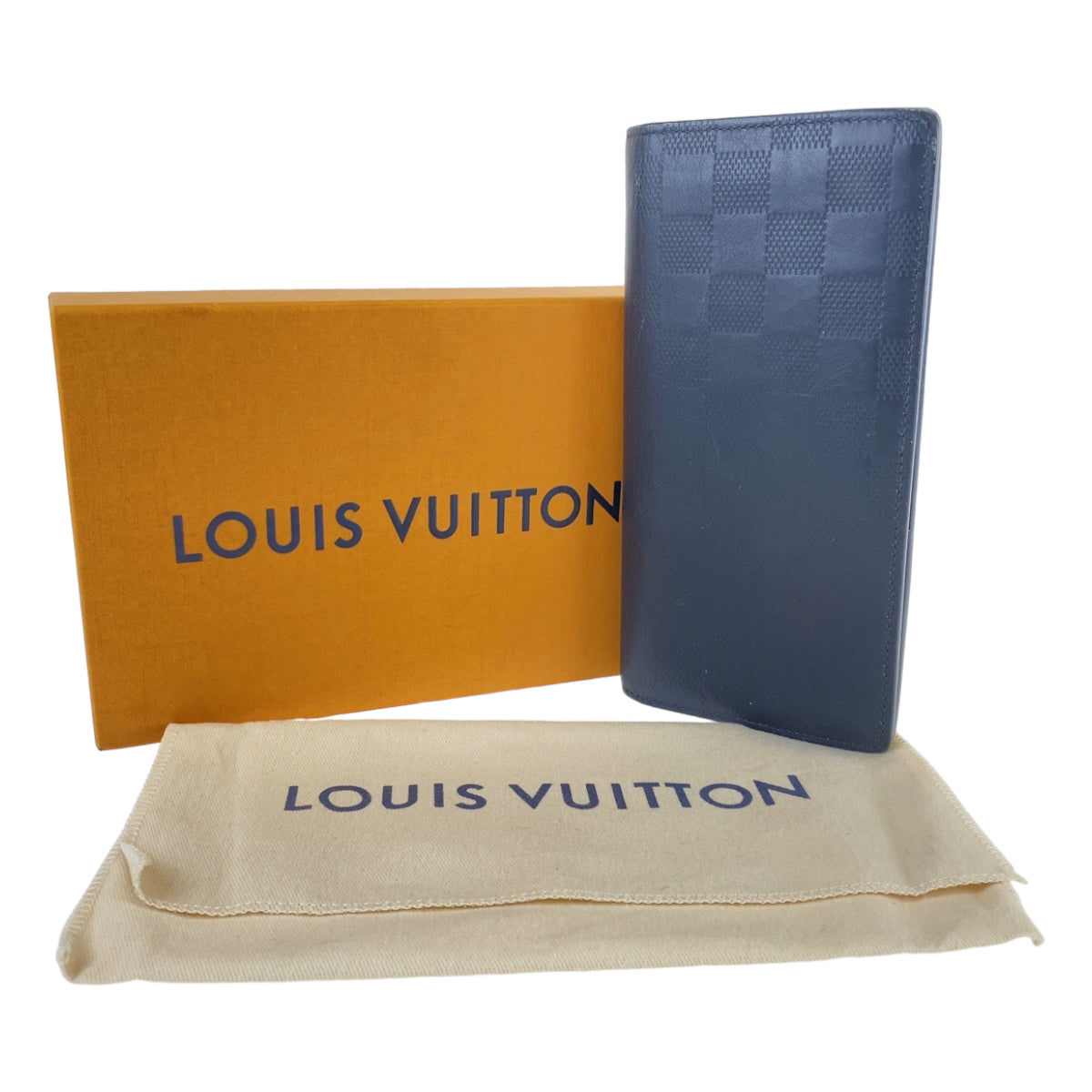 B-051
LOUIS VUITTON ルイヴィトン ダミエ アンフィニ ポルトフォイユ ブラザ ネイビー 紺色 レザー N63010 二つ折り財布  メンズ