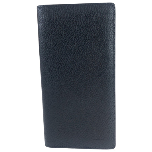 10036
 LOUIS VUITTON Louis Vuitton Taurillon Leather Portefeuille Brazza Noir Black Leather M58192 Long Wallet Billfold Men's