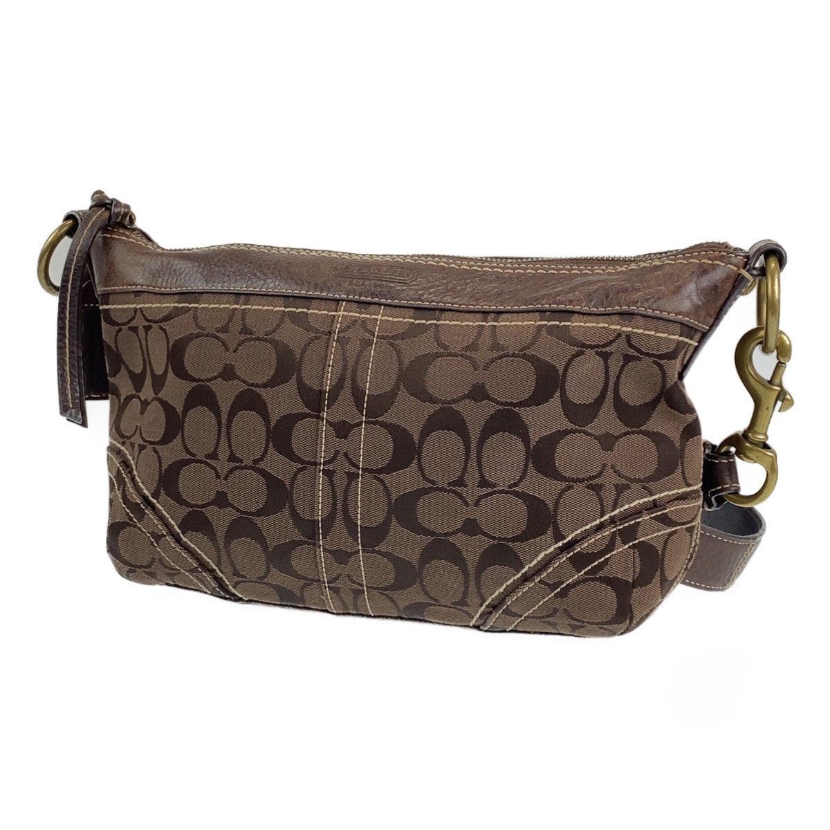 COACH コーチ シグネチャー ブラウン 茶 ゴールド金具 レザー / キャンバス F10561 ショルダーバッグ 斜め掛けバッグ  レディース