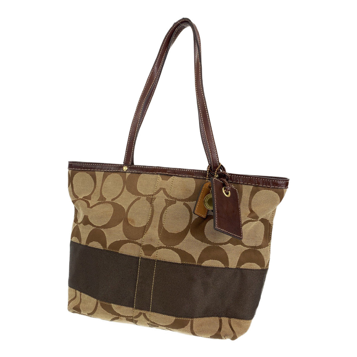 COACH コーチ シグネチャー ベージュ ブラウン 茶 ゴールド金具 キャンバス / レザー A0767-10124 トートバッグ ショルダーバッグ  レディース