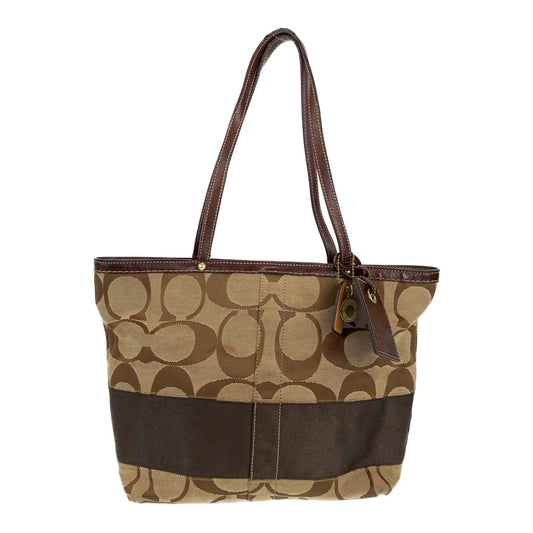 COACH コーチ シグネチャー ベージュ ブラウン 茶 ゴールド金具 キャンバス / レザー A0767-10124 トートバッグ ショルダーバッグ  レディース