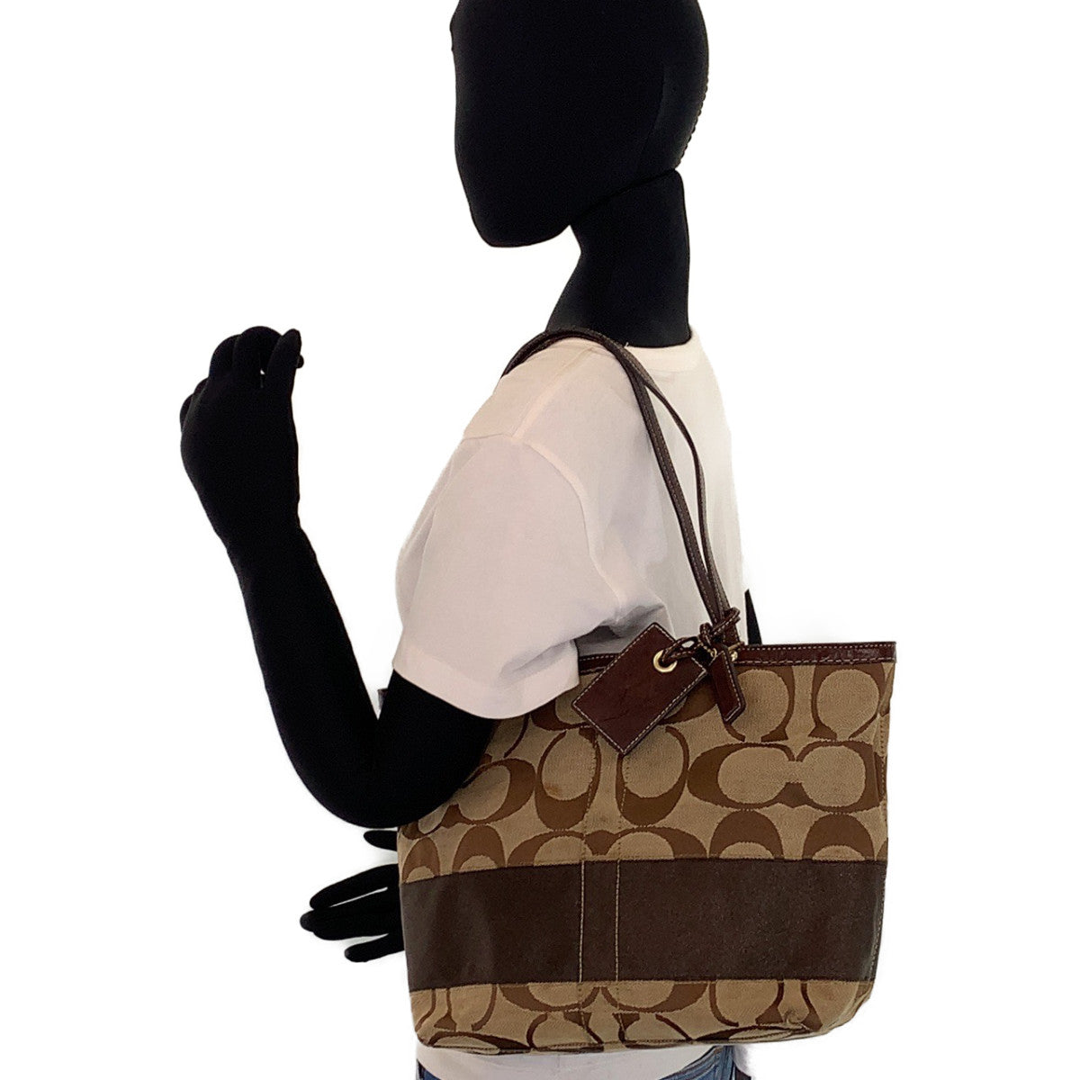 COACH コーチ シグネチャー ベージュ ブラウン 茶 ゴールド金具 キャンバス / レザー A0767-10124 トートバッグ ショルダーバッグ  レディース