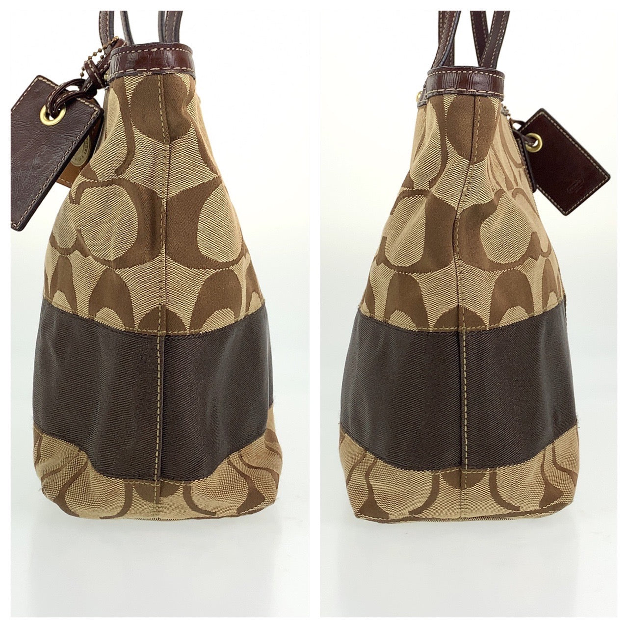 COACH コーチ シグネチャー ベージュ ブラウン 茶 ゴールド金具 キャンバス / レザー A0767-10124 トートバッグ ショルダーバッグ  レディース