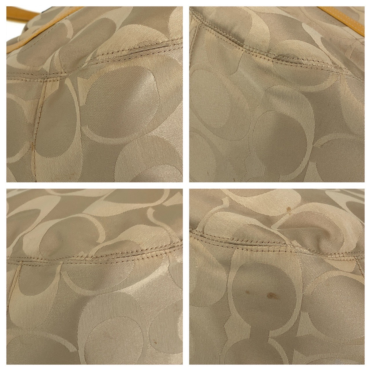 12714
COACH コーチ シグネチャー ベージュ シルバー金具 レザー トートバッグ ショルダーバッグ  レディース AB5