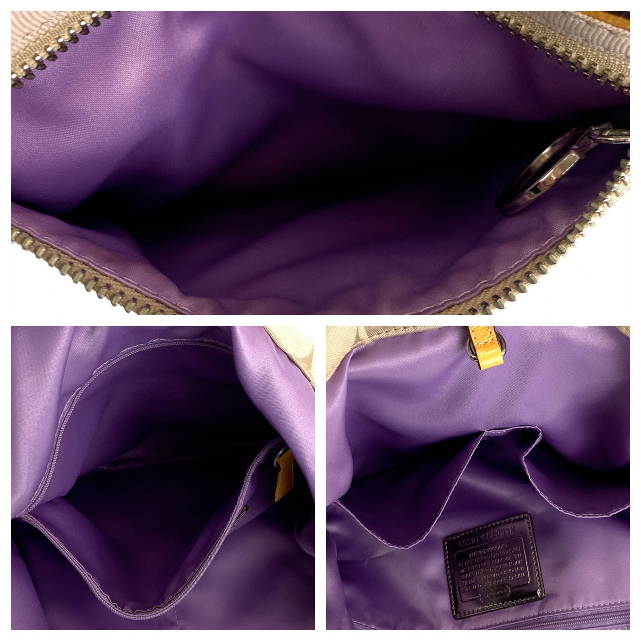 12714
COACH コーチ シグネチャー ベージュ シルバー金具 レザー トートバッグ ショルダーバッグ  レディース AB5