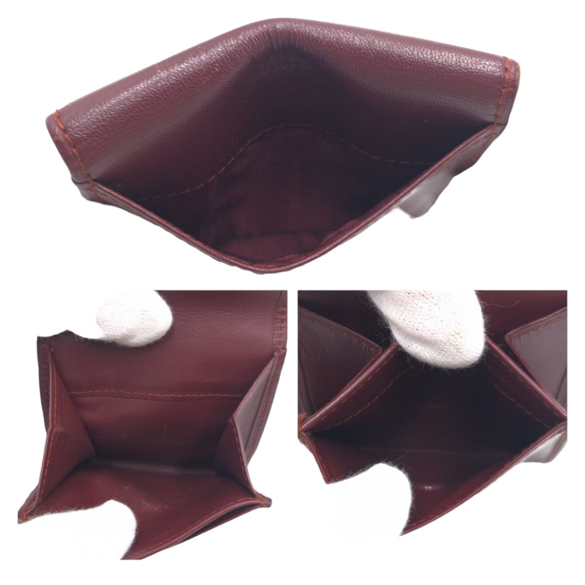 12459
CARTIER カルティエ ヴィンテージ マストライン ワインレッド ボルドー ゴールド金具 レザー コインケース 小銭入れ レディース AB5