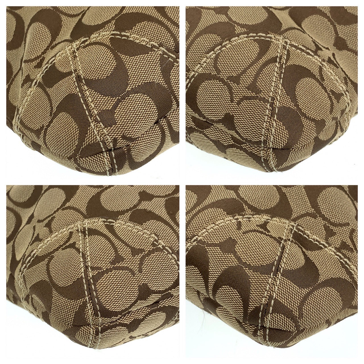 COACH コーチ シグネチャー ベージュ ホワイト 白 ゴールド金具 キャンバス / レザー ショルダーバッグ ワンショルダーバッグ  レディース