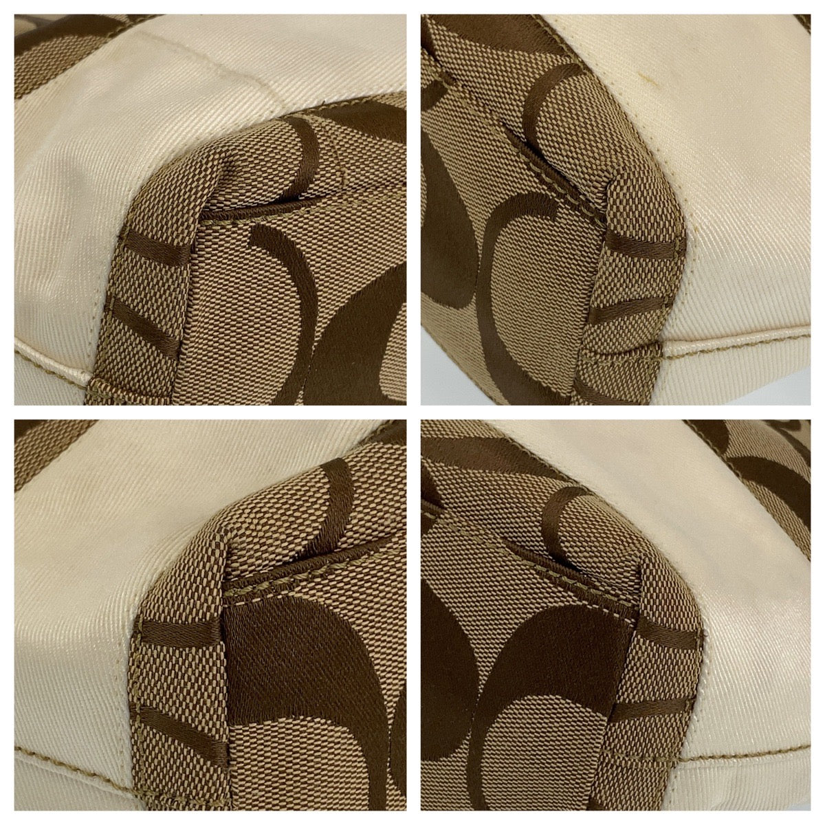 12709
COACH コーチ シグネチャー ベージュ ホワイト ゴールド金具 レザー / キャンバス B0767-10123 トートバッグ ハンドバッグ  レディース AB5