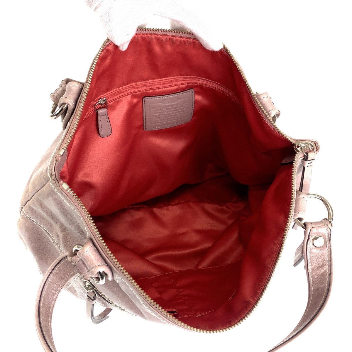 12707
COACH コーチ ピンクベージュ シルバー金具 レザー トートバッグ ショルダーバッグ  レディース
