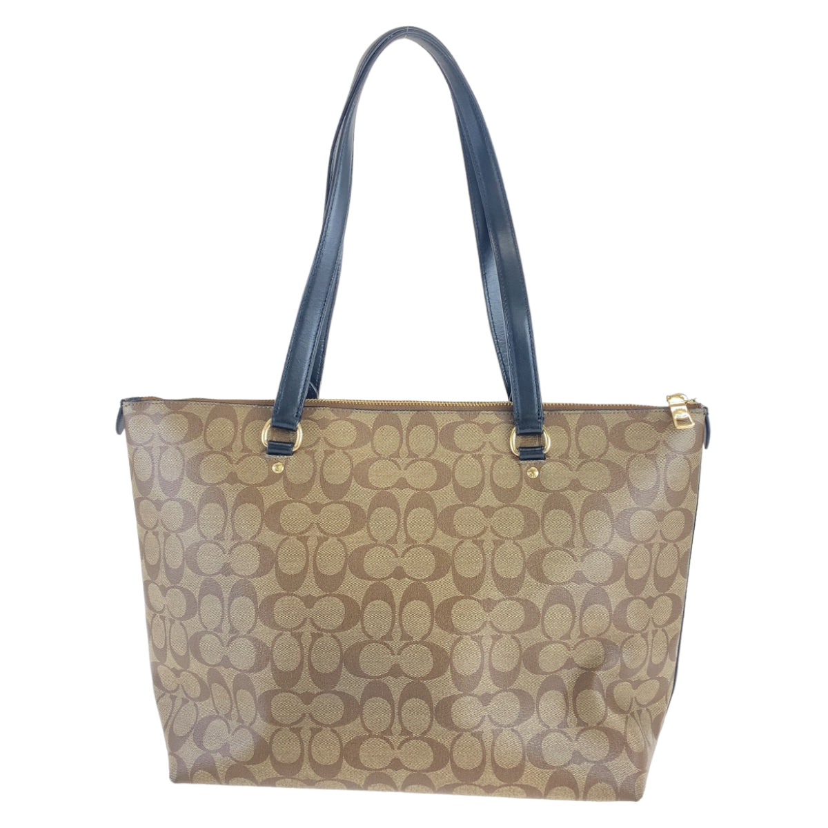 COACH コーチ シグネチャー ベージュ ブラウン ゴールド金具 キャンバス / レザー トートバッグ ショルダーバッグ  レディース