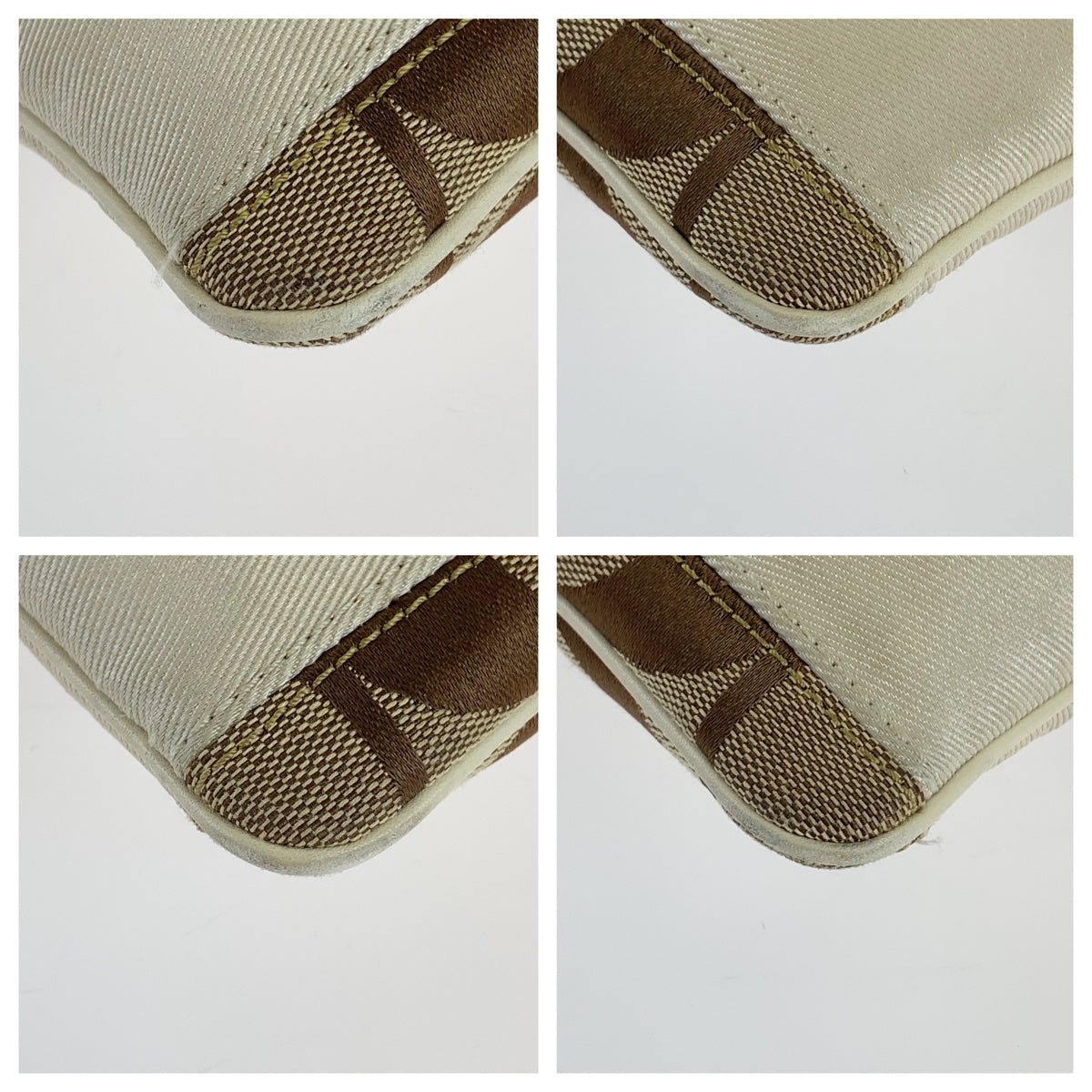 12703
COACH コーチ シグネチャー ベージュ ホワイト 白 ゴールド金具 キャンバス / レザー ショルダーバッグ ポシェット 斜め掛け可能  レディース ABP5