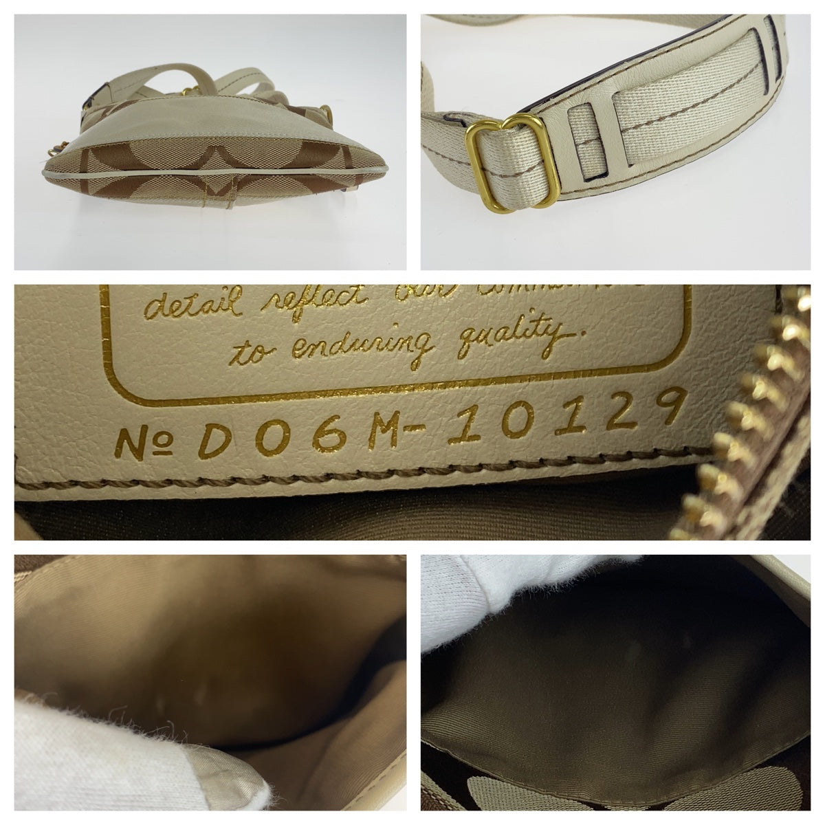 12703
COACH コーチ シグネチャー ベージュ ホワイト 白 ゴールド金具 キャンバス / レザー ショルダーバッグ ポシェット 斜め掛け可能  レディース ABP5