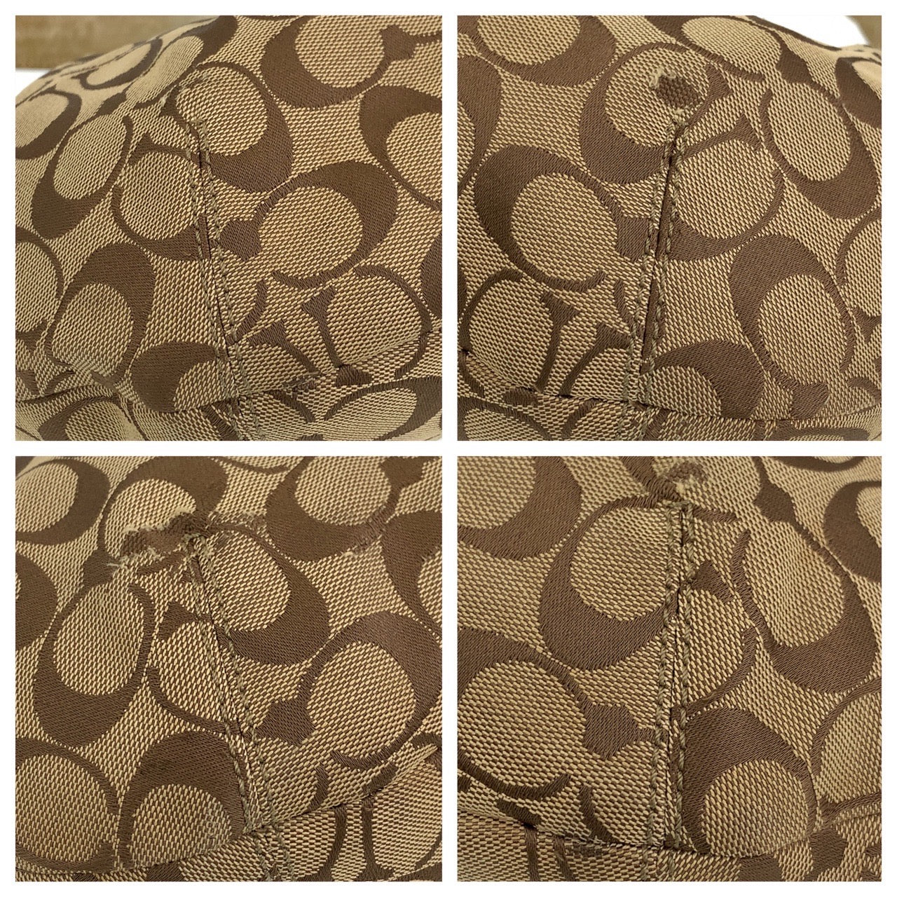 12702
COACH コーチ シグネチャー ベージュ ゴールド シルバー金具 キャンバス / レザー ホーボー ショルダーバッグ  レディース