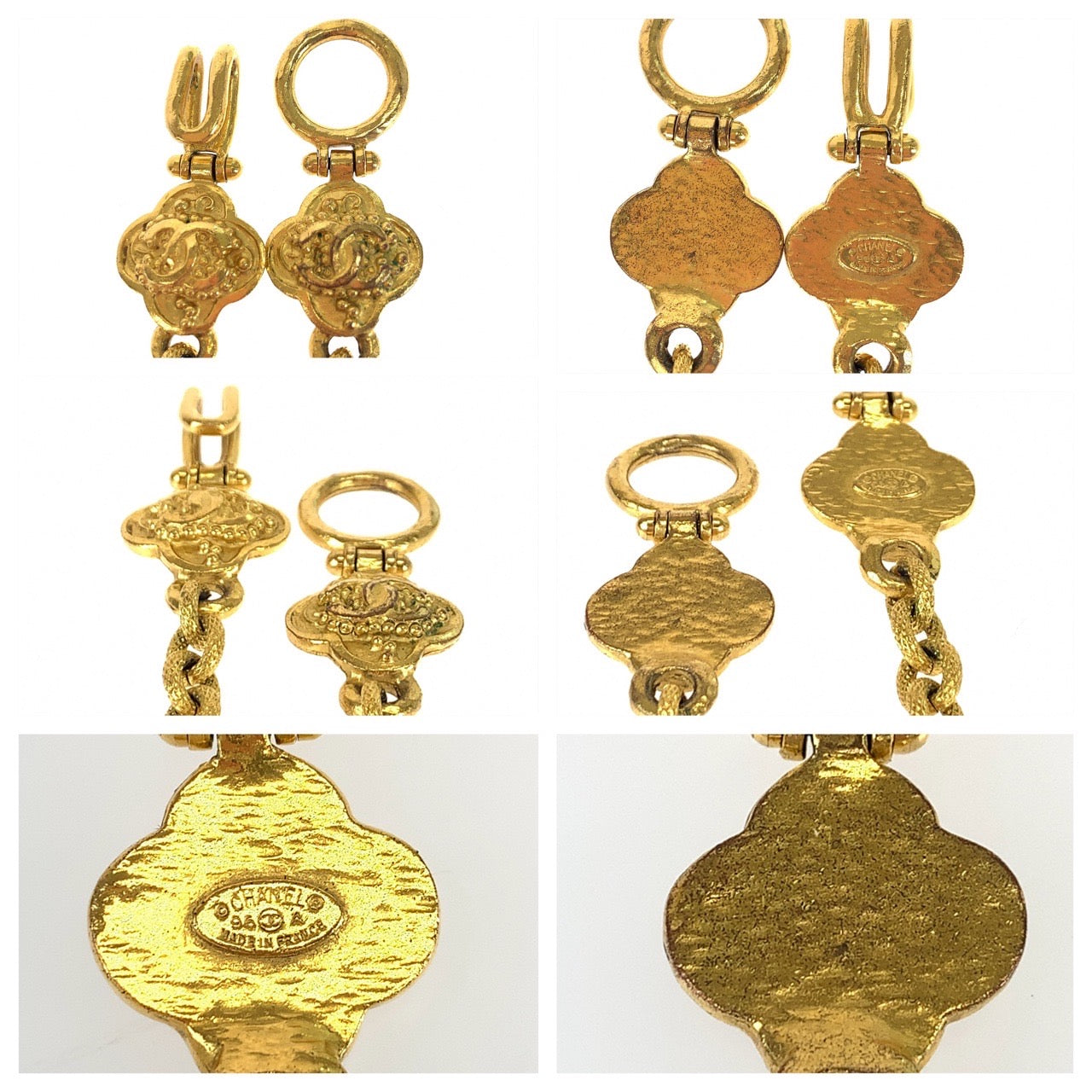 10042
CHANEL シャネル ヴィンテージ グリポア ココマーク ストーン フラワー ゴールド ワインレッド メッキ ネックレス ペンダント  レディース A200