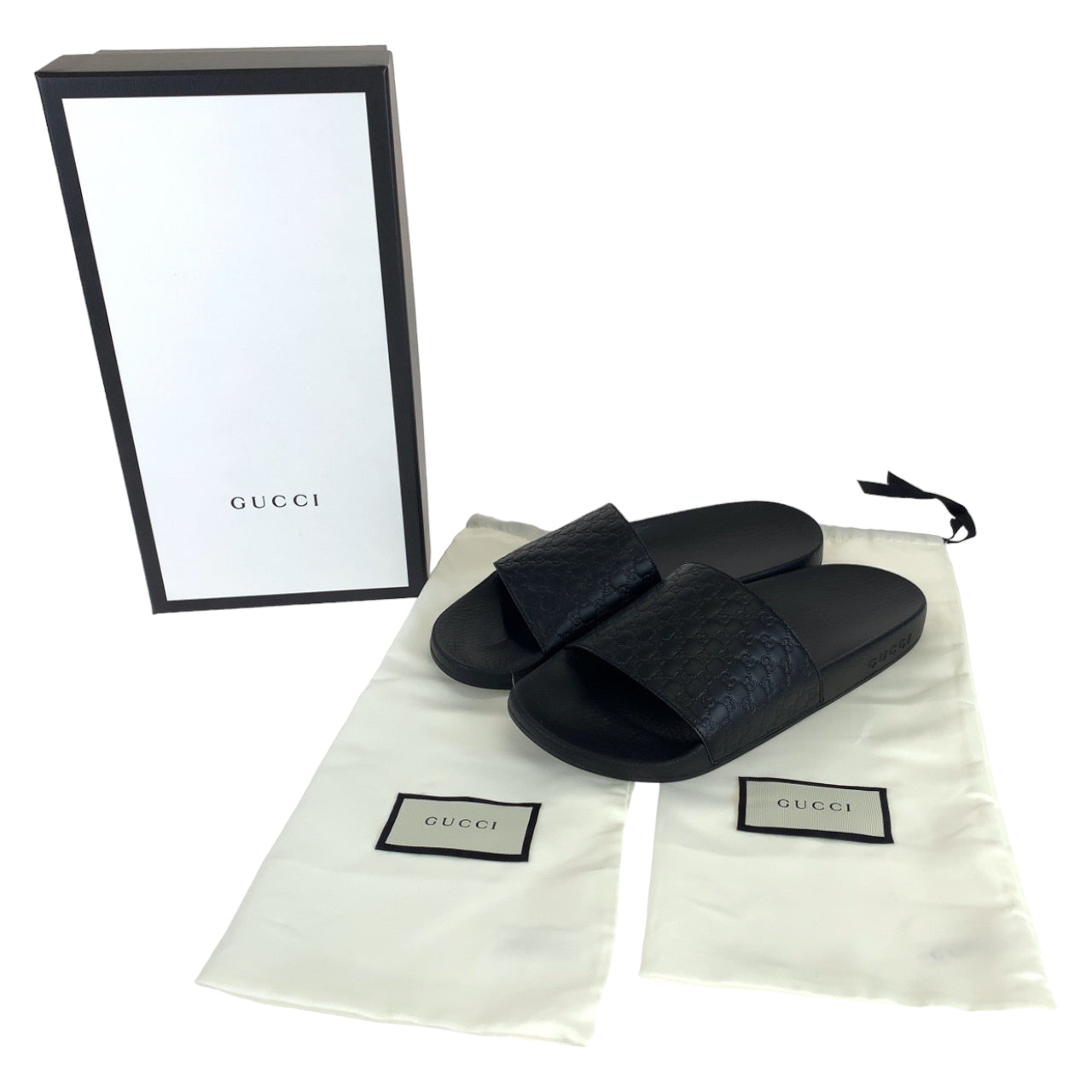 B-082
GUCCI グッチ GG柄 サイズ40 ブラック 黒 レザー / ラバー レザーサンダル  メンズ