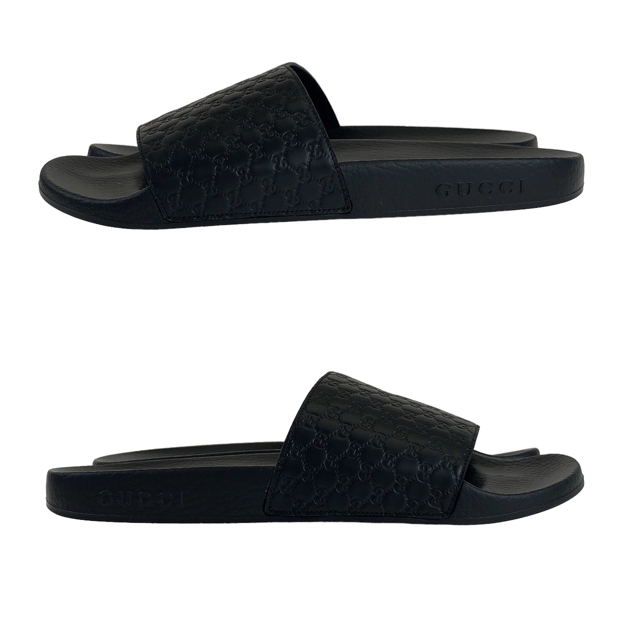 B-082
GUCCI グッチ GG柄 サイズ40 ブラック 黒 レザー / ラバー レザーサンダル  メンズ