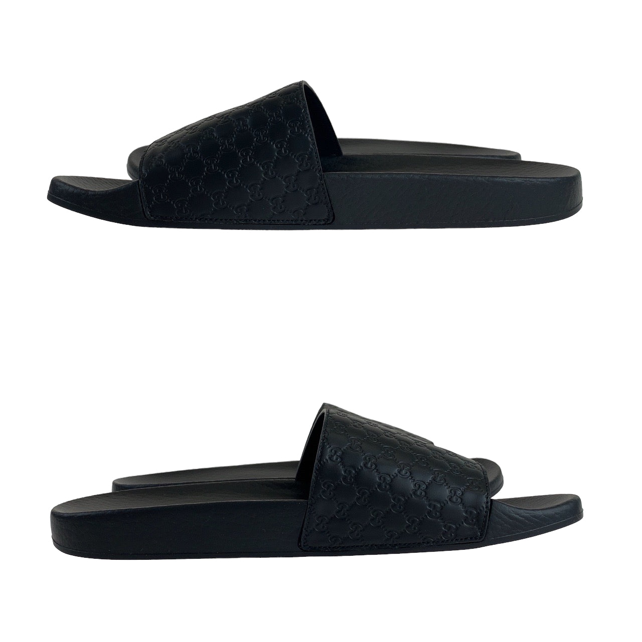 B-082
GUCCI グッチ GG柄 サイズ40 ブラック 黒 レザー / ラバー レザーサンダル  メンズ