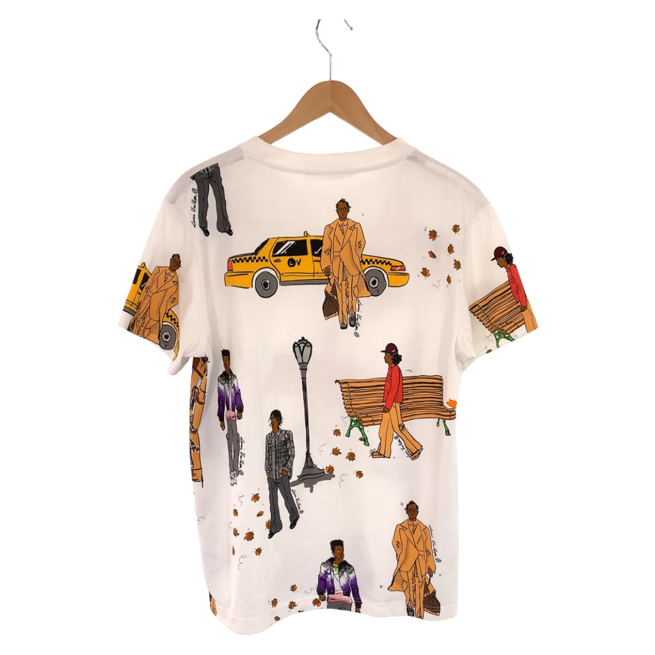 10049
 LOUIS VUITTON Louis Vuitton New Walkers Virgil Abloh Size S Multicolor Cotton RM192 NPG HHY91Y Crew Neck Short Sleeve T-Shirt Cut and Sewn Men's