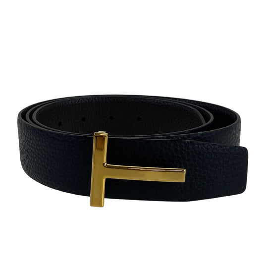 B-075
TOM FORD トムフォード Tバックル サイズ115/46 ブラック 黒 ゴールド金具 レザー ベルト  メンズ