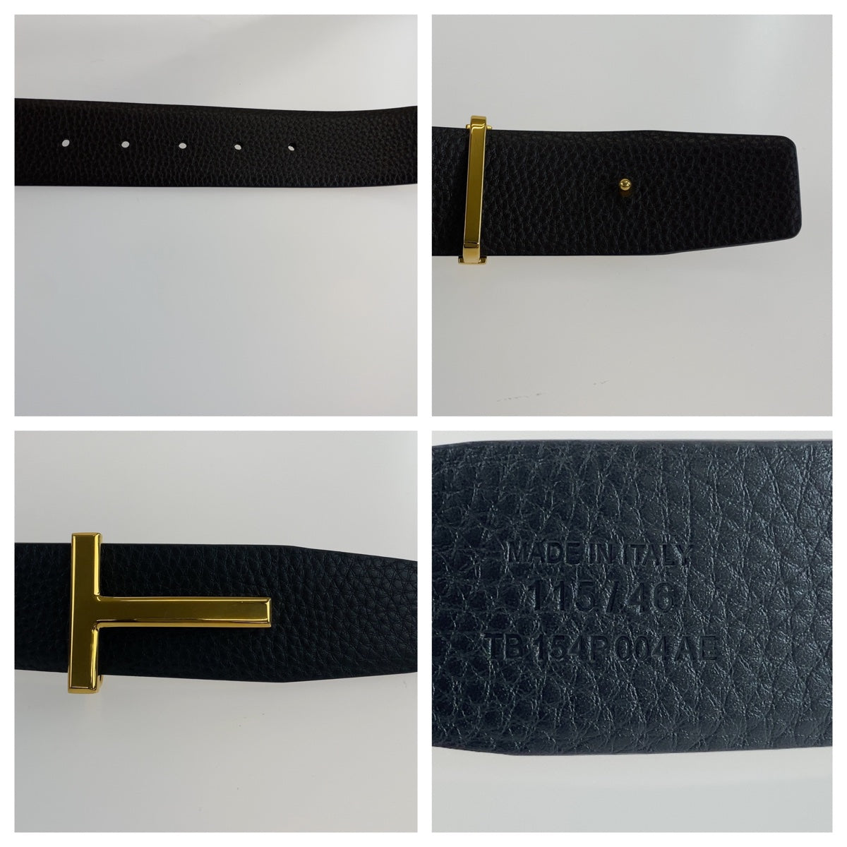 B-075
TOM FORD トムフォード Tバックル サイズ115/46 ブラック 黒 ゴールド金具 レザー ベルト  メンズ