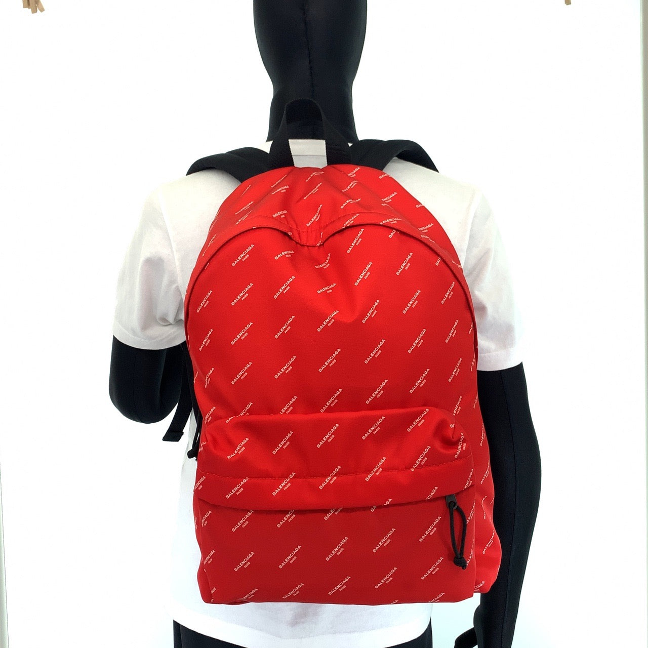 10051
 BALENCIAGA Balenciaga Explorer Red Black Nylon Backpack Rucksack Men's