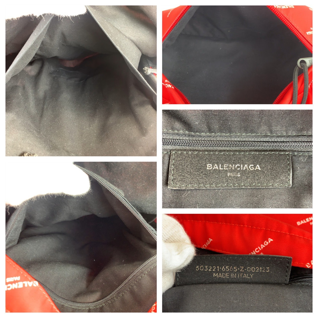 10051
 BALENCIAGA Balenciaga Explorer Red Black Nylon Backpack Rucksack Men's