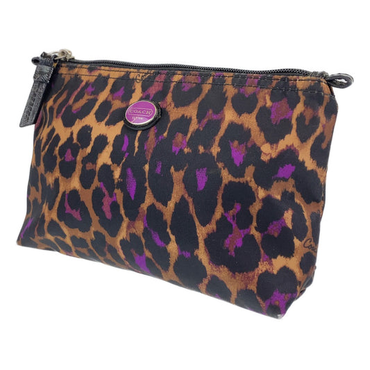 12699
COACH コーチ ブラウン ブラック パープル ナイロン / レザー ポーチ 小物入れ  レディース ABP5