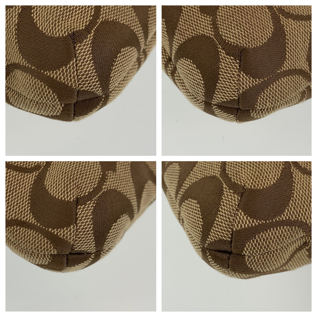 12695
COACH コーチ シグネチャー ベージュ シルバー金具 キャンバス / レザー クラッチバッグ アクセサリーポーチ メイクポーチ  レディース ABP5