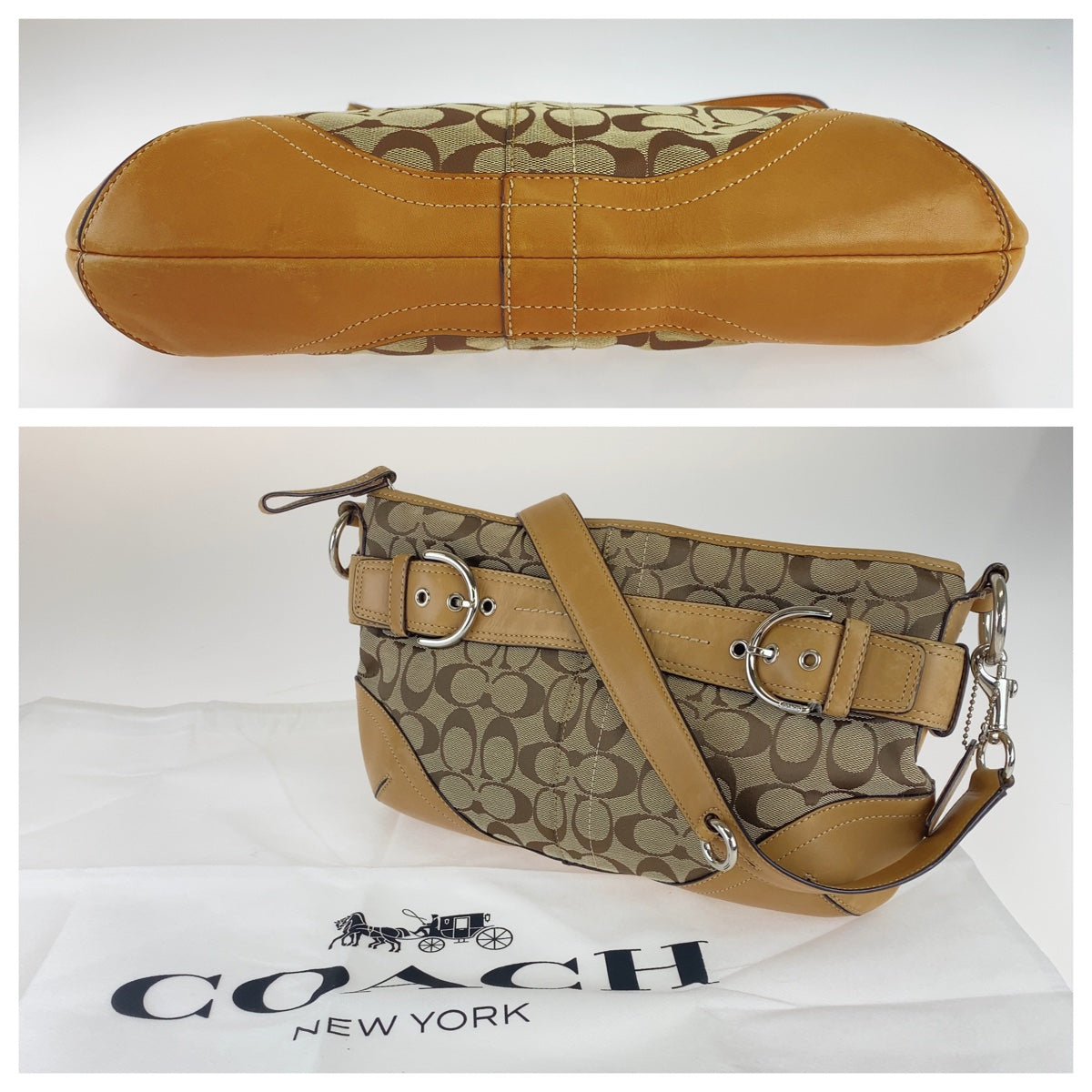 12693
COACH コーチ シグネチャー ブラウン 茶 PVC F07077 ショルダーバッグ ポシェット 斜め掛け可能  レディース