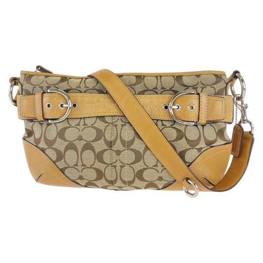 12693
COACH コーチ シグネチャー ブラウン 茶 PVC F07077 ショルダーバッグ ポシェット 斜め掛け可能  レディース