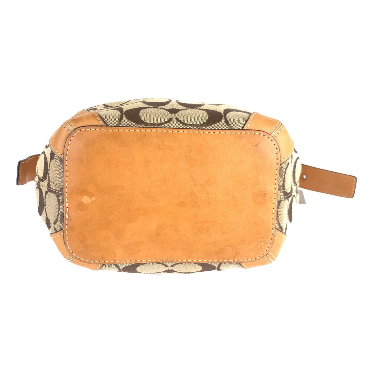 12692
COACH コーチ シグネチャー ベージュ ブラウン シルバー金具 キャンバス / レザー ホーボー ショルダーバッグ レディース AB5