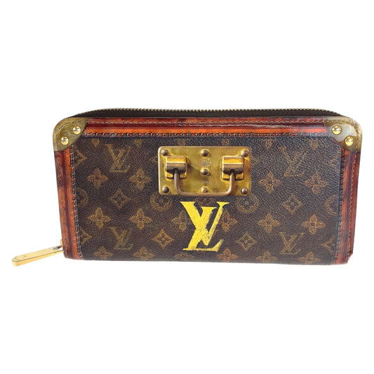 10061
 LOUIS VUITTON Louis Vuitton Monogram Trunk Time Zippy Wallet Unisex Brown Gold Hardware Monogram Canvas M52746 Long Wallet Round Zipper Women's