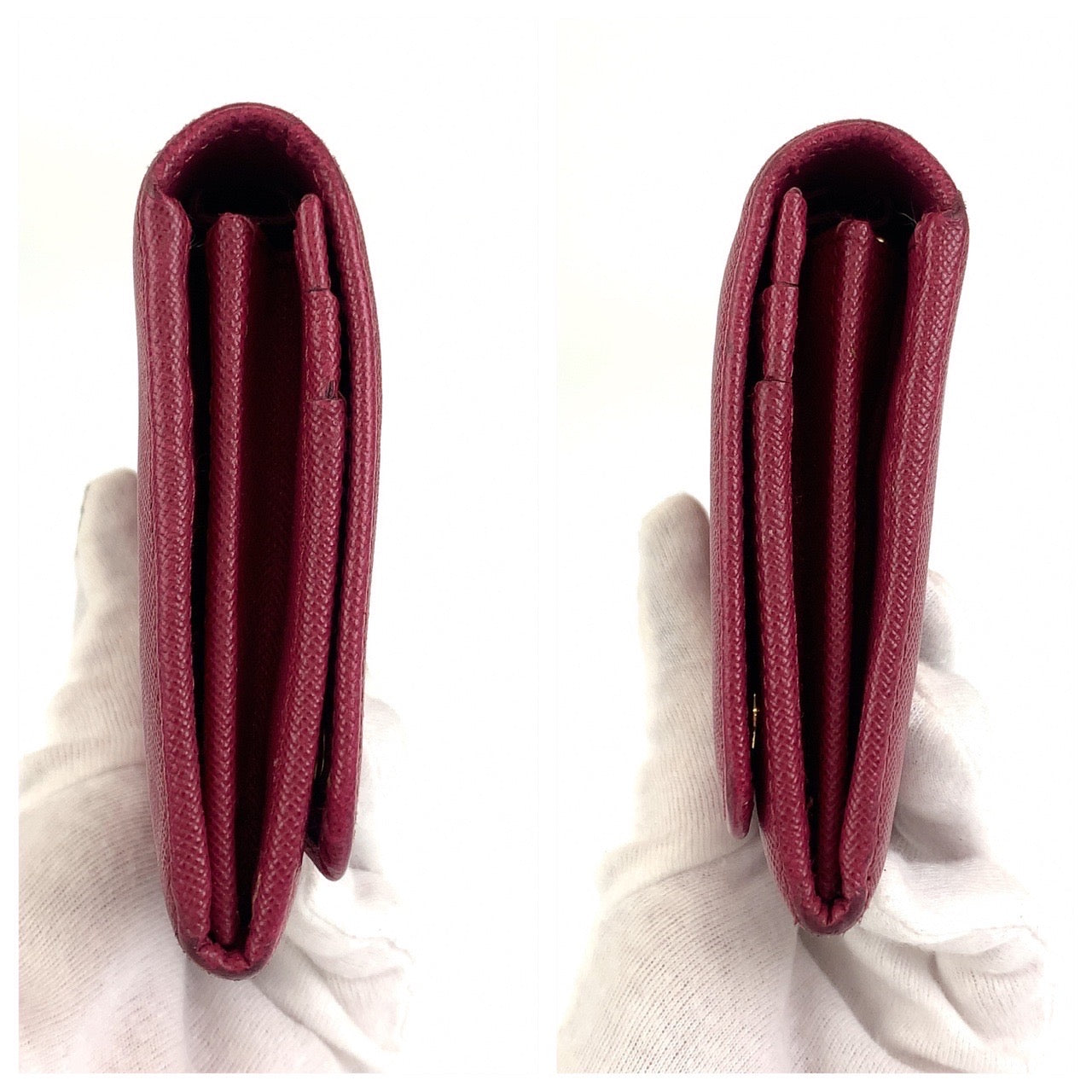B-133
PRADA プラダ サフィアーノ ピンク ゴールド金具 レザー 1MT290 二つ折り長財布 チェーンウォレット   レディース