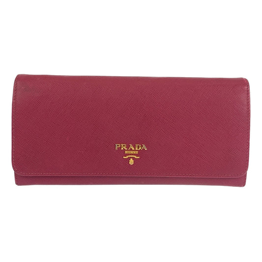 B-133
PRADA プラダ サフィアーノ ピンク ゴールド金具 レザー 1MT290 二つ折り長財布 チェーンウォレット   レディース
