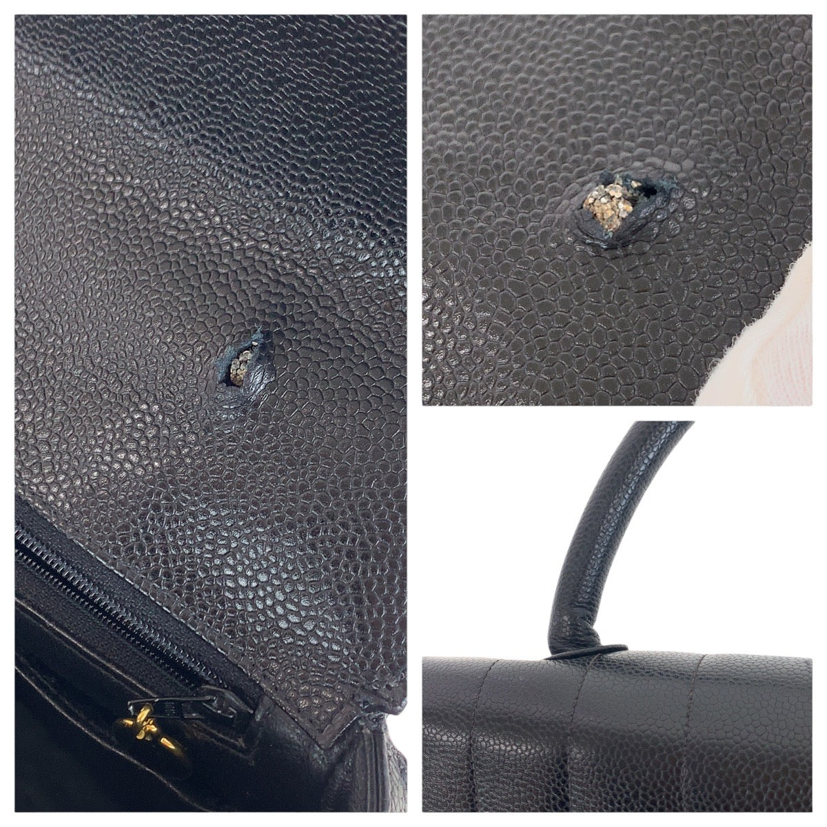 10065
CHANEL シャネル ヴィンテージ ココマーク ターンロック マドモアゼル ブラック 黒 ゴールド金具 レザー ハンドバッグ レディース AB250