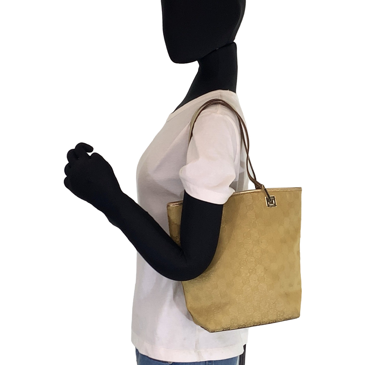 B-142
GUCCI グッチ GG柄 ゴールド ゴールド金具 GGキャンバス / レザー ショルダーバッグ トートバッグ  レディース