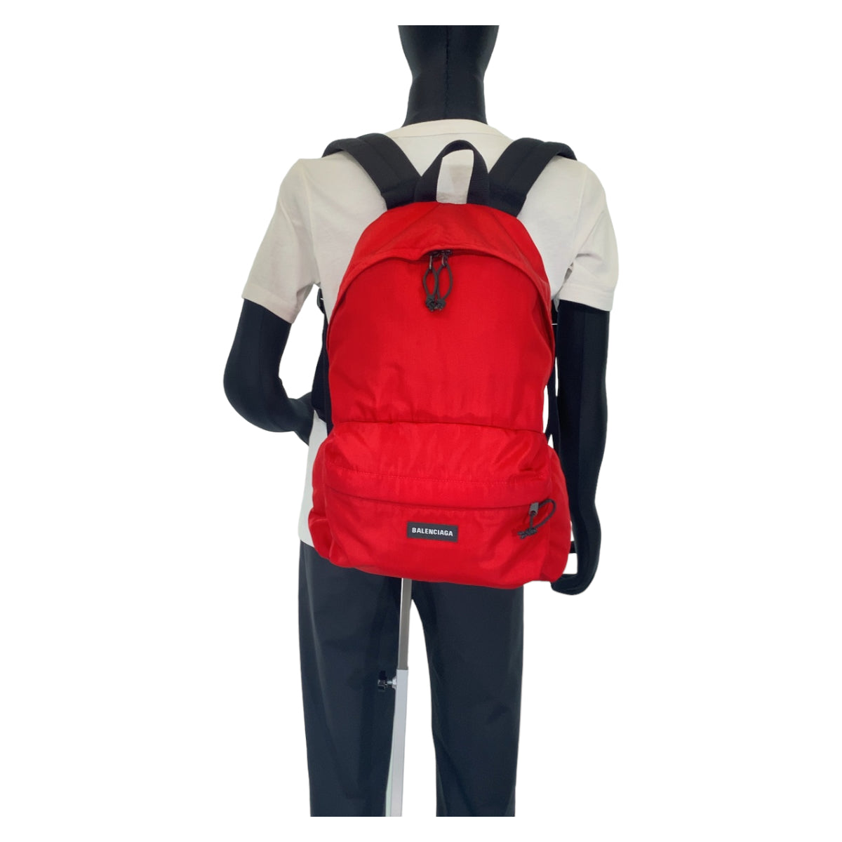 10069
 BALENCIAGA Explorer Red Black Nylon 503221 Backpack Rucksack Men's