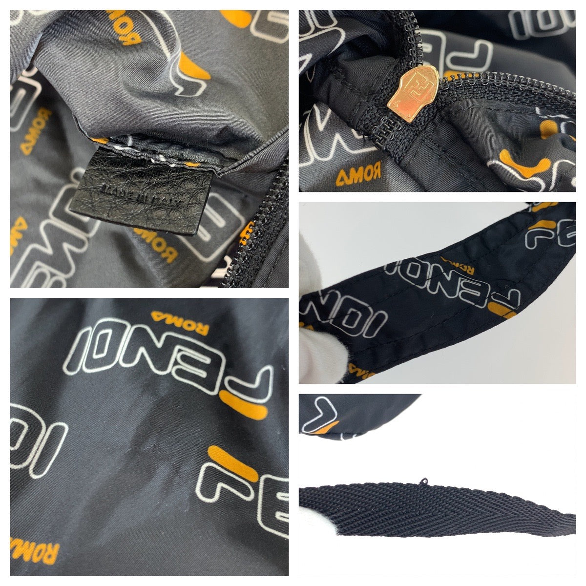 10071
FENDI フェンディ フィラコラボ 折り畳み可能 男女兼用 ポーチ付き ブラック 黒 ナイロン リュック バックパック エコバッグ  レディース