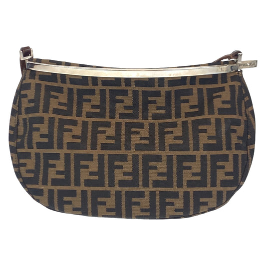 B-116
FENDI フェンディ ズッカ ブラウン 茶 シルバー金具 キャンバス / レザー ショルダーバッグ 肩掛けバッグ  レディース