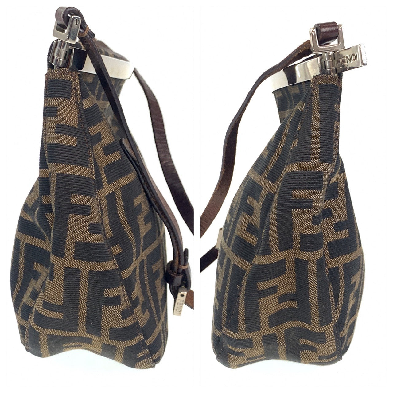 B-116
FENDI フェンディ ズッカ ブラウン 茶 シルバー金具 キャンバス / レザー ショルダーバッグ 肩掛けバッグ  レディース
