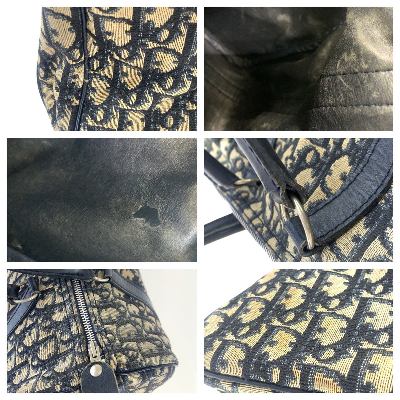 C-110
Christian Dior クリスチャンディオール トロッター オブリーク ブラウン 茶 ネイビー 紺 キャンバス / レザー ハンドバッグ ミニボストン  レディース