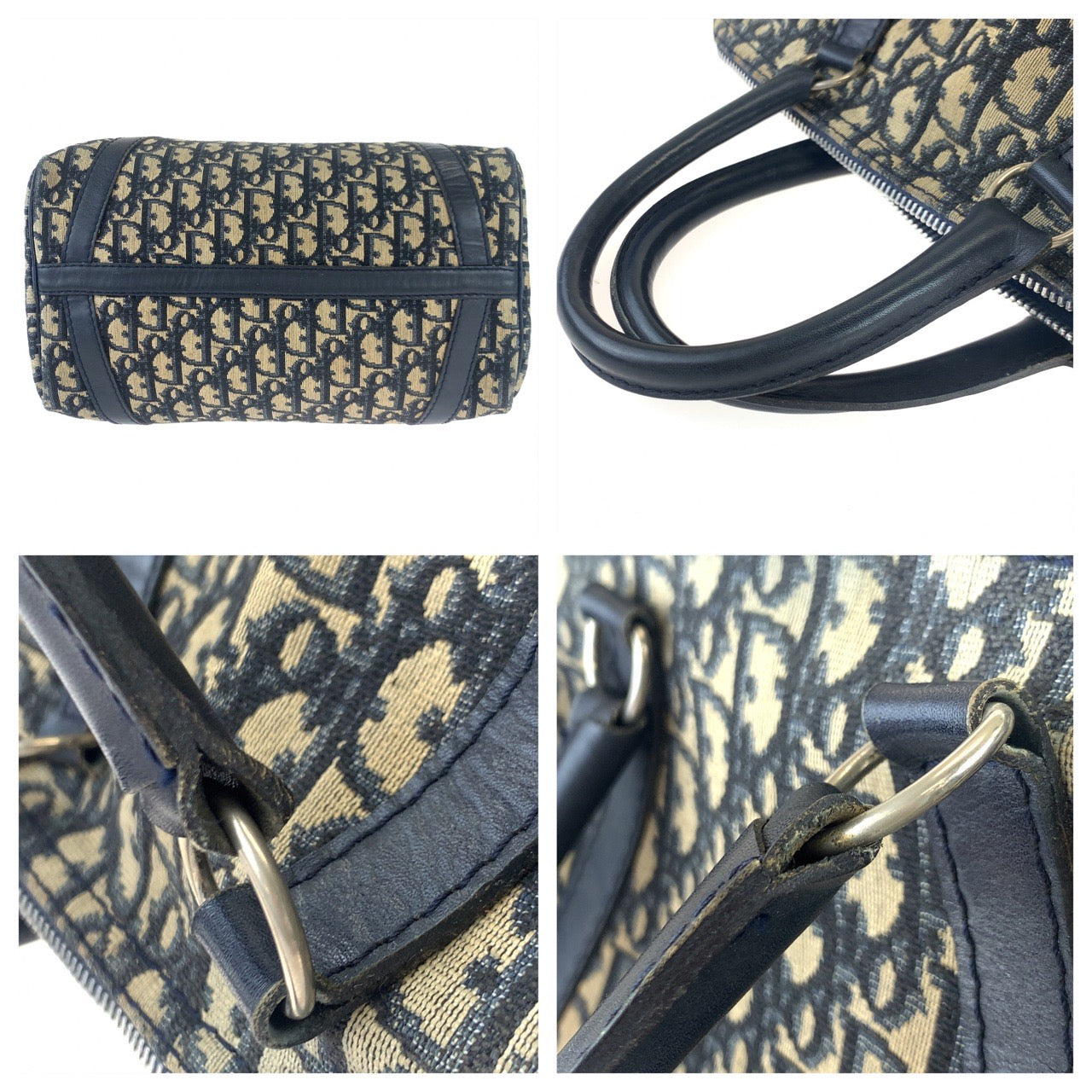 C-110
Christian Dior クリスチャンディオール トロッター オブリーク ブラウン 茶 ネイビー 紺 キャンバス / レザー ハンドバッグ ミニボストン  レディース