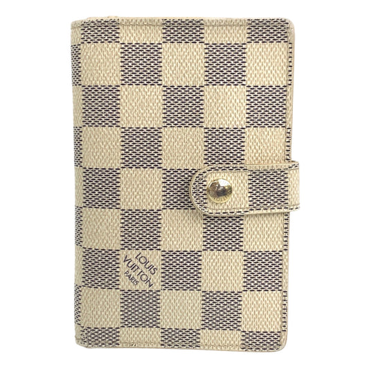 B-131
LOUIS VUITTON ルイヴィトン ダミエ アズール ポルトフォイユ ヴィエノワ ホワイト グレー ゴールド金具 PVC N61676 二つ折り財布 折財布  レディース