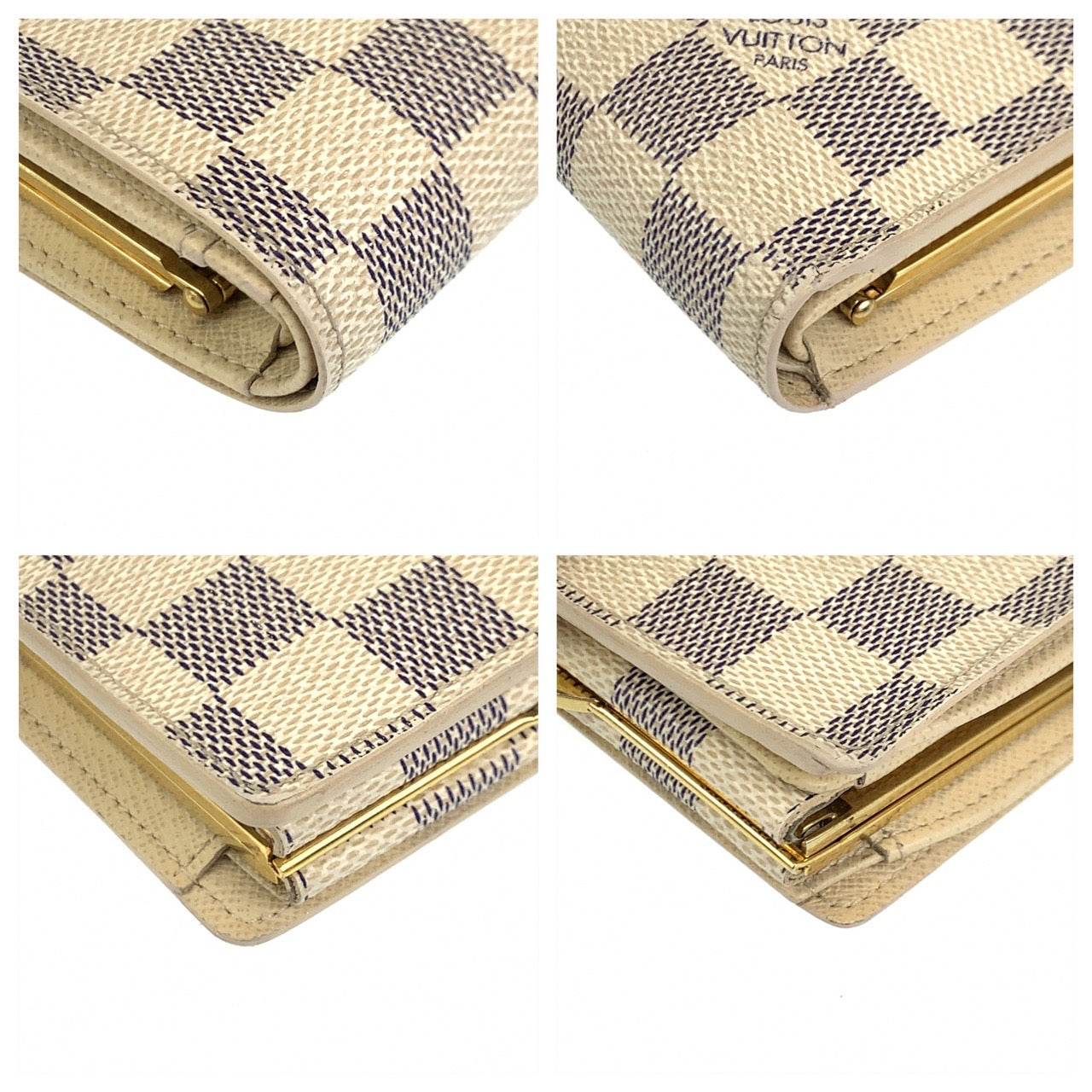 B-131
LOUIS VUITTON ルイヴィトン ダミエ アズール ポルトフォイユ ヴィエノワ ホワイト グレー ゴールド金具 PVC N61676 二つ折り財布 折財布  レディース