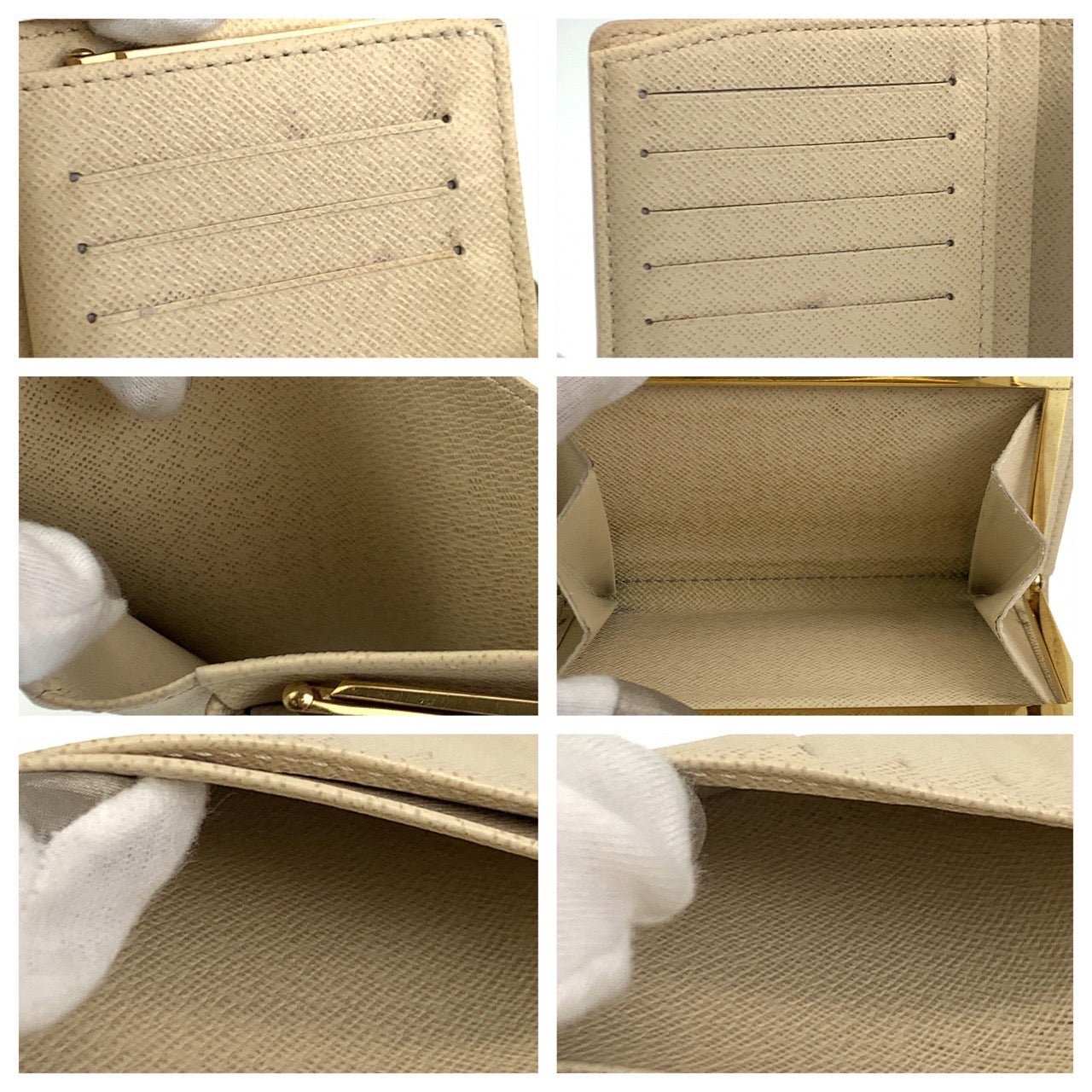 B-131
LOUIS VUITTON ルイヴィトン ダミエ アズール ポルトフォイユ ヴィエノワ ホワイト グレー ゴールド金具 PVC N61676 二つ折り財布 折財布  レディース