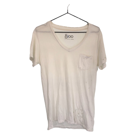 02685
Ron Herman ロンハーマン 8100 穴あき加工 サイズXS ホワイト コットン 半袖Tシャツ Vネック メンズ ABP3