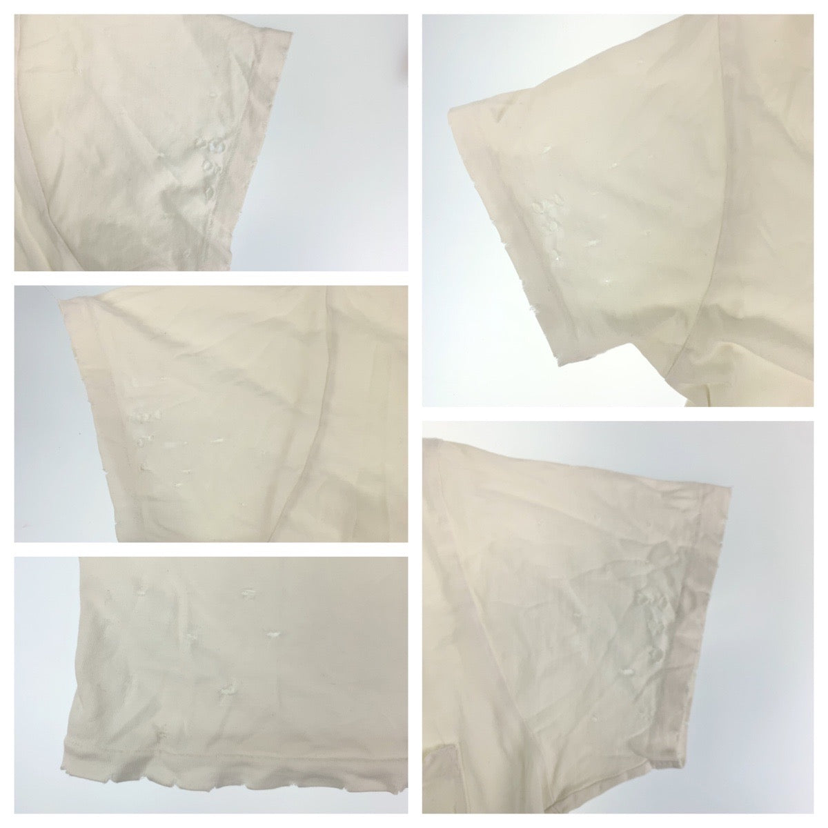 02685
Ron Herman ロンハーマン 8100 穴あき加工 サイズXS ホワイト コットン 半袖Tシャツ Vネック メンズ ABP3