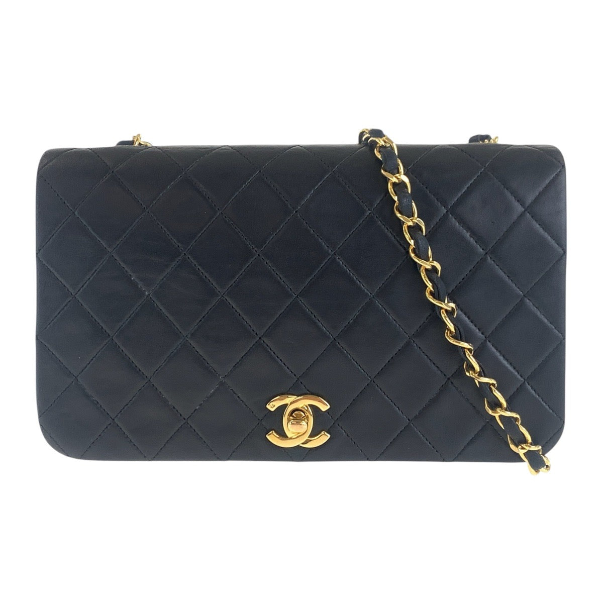 10078
CHANEL シャネル ヴィンテージ マトラッセ ココマーク ターンロック シングルフラップ ブラック 黒 ゴールド金具 ラムスキン 斜め掛け チェーンショルダーバッグ ポシェット  レディース